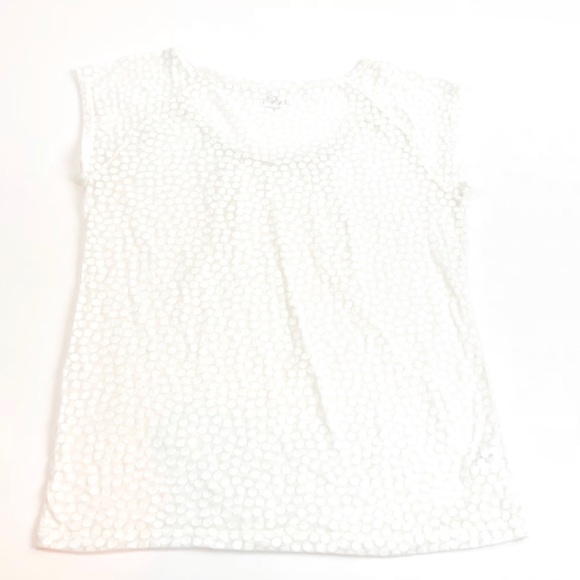 LOFT Women’s White Polk Dot Sheer Top Size Medium - Picture 2 of 6
